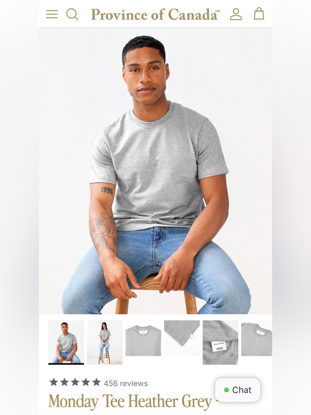 Province Of Canada Monday tshirt in Grey Organic Cotton